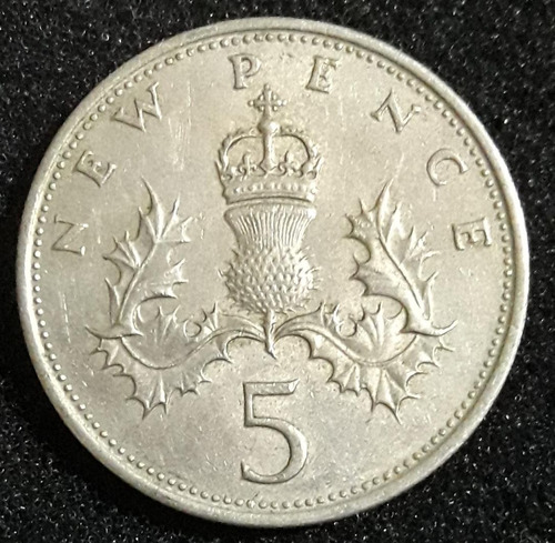 Moeda 5 New Pence Ano 1968 Reino Unido