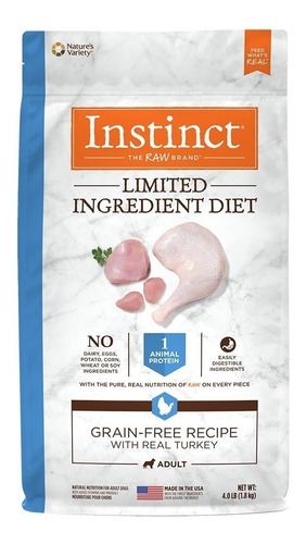 Alimento Instinct Limited Ingredient Diet para perro adulto todos los tamaños sabor pavo en bolsa de 2kg