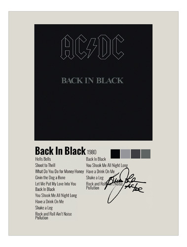 Poster Papel Fotografico Acdc Back In Black 45x30