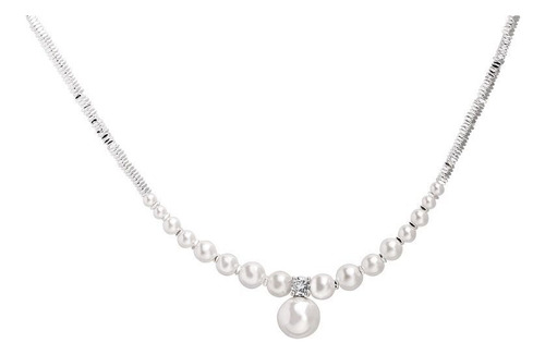 Collar De Perlas Plateadas, Joyas Elegantes Y Suaves En Capa
