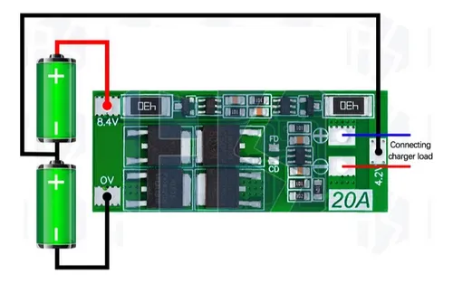 Módulo Tarjeta Bms Batería Li-ion 2s 20a 7.4v Con Balanceo