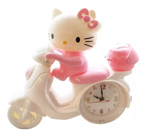 Reloj Despertador Hello Kitty En Motoneta Kawaii 
