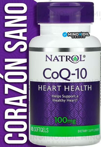 Natrol Complejo Coq10 Alta Absorción Coenzima 100mg 45 Softgels Sin sabor