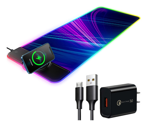 Alfombrilla De Mouse Grande Rgb Para Juegos Con Carga Inalmb