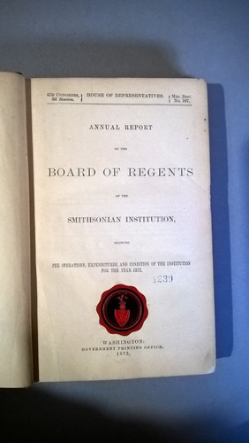 Annual Report Of The Board Of Regents Smithsonian 1873