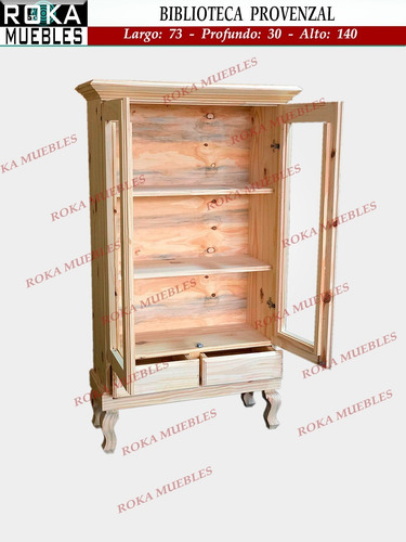 Imagen 3 de 9 de Biblioteca Provenzal Baja Con Puerta Pino 73x30x140
