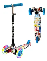 Comprar Monopatín Infantil de Pie de 3 Ruedas Scooter Italy Mini 3R con Luces Azul Graffiti