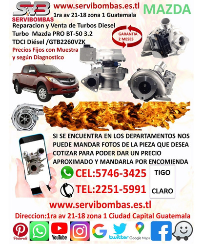 Venta De Turbo Mazda Bt-50 Pro 2.2l Diésel 4x4 Guatemala