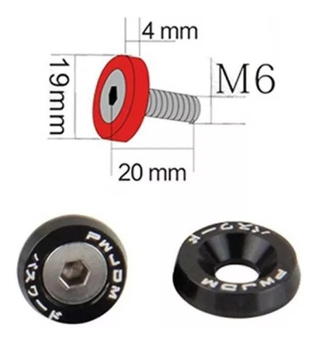 Arandela Anodizada Aluminio Moto Auto 6mm M6 X10 Colores Jdm