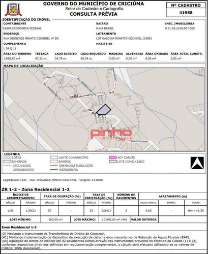 Imagem 5 de 7 de Terreno À Venda, Área De 1.888,00m² Por R$ 247.000,00 - Mina Brasil - Criciúma/sc - Te0073