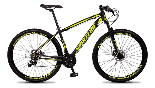 Mountain bike Spaceline Vega 2021 aro 29 19" 21v freios de disco mecânico câmbios Indexado y Shimano Indexado cor preto/amarelo