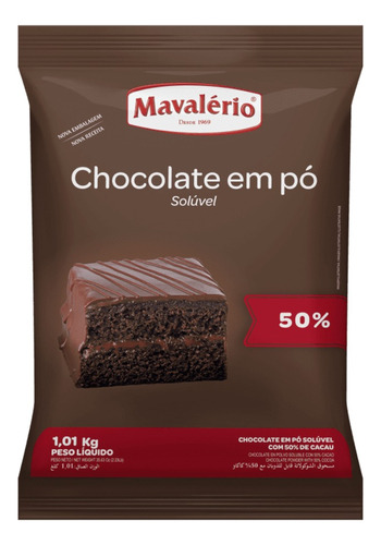 Chocolate Em Pó Gourmet 50% Cacau Em Pó 1,01kg - Mavalerio