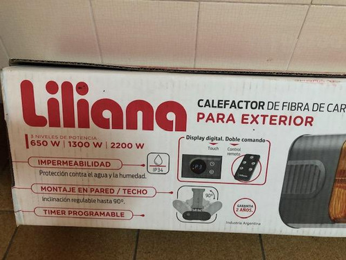 Imagen 9 de 10 de Calefactor Exterior Liliana Radiante Ccp2200 Fibra Carbono