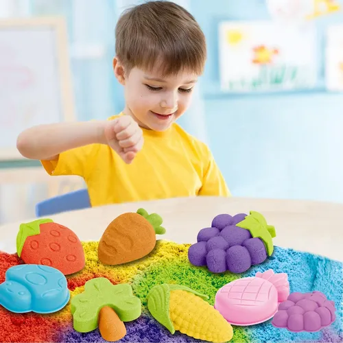 SAFIGLE Bandeja Sensorial De Arena De Colores – Juego De Bolas Y Piedras De Imitación Para Manualidades, Estimula La Creatividad De Los Niños En Interior