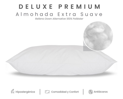 2 Almohadas Deluxe Premium Extra Suave Qs Hotel Collection Color Blanco