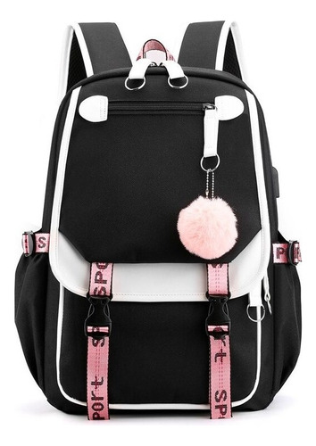 A Mochila Coreana Kawaii Para Jóvenes Con Puerto Usb A