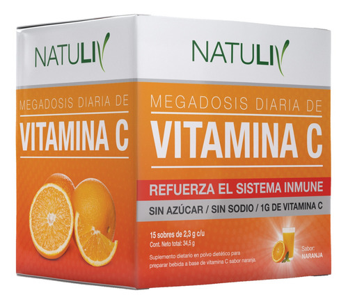 Natuliv Vitamina C Sin Azucar Sin Sodio 15 Sobres Natuliv