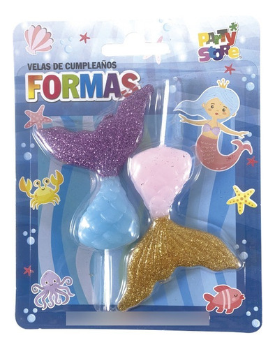 Velas Formas - Colas De Sirena Glitter X 2 Unidades