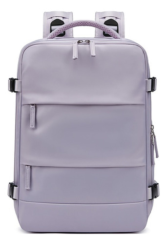 Mochila Viaje Carry On Usb Impermeable Viral Porta Notebook Color Lila