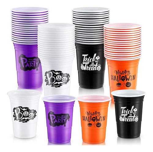 Vasos De Plástico Halloween Desechables De 16 Onzas 48 Und