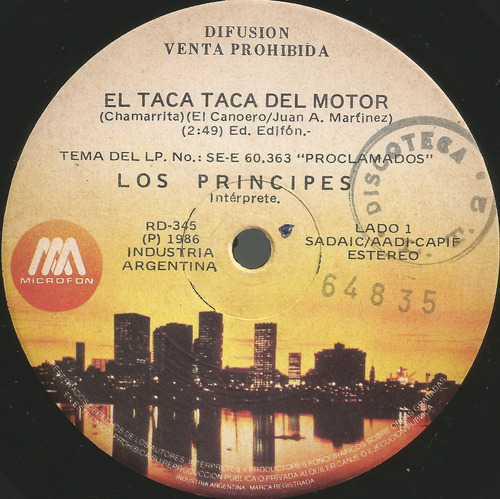 Los Principes / El Taca Taca Del Motor - Simple Vinilo Promo