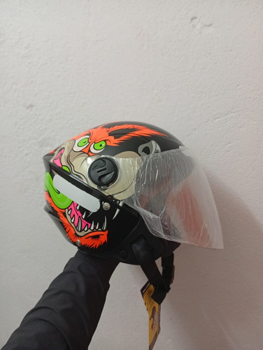 Cascos Protork New Liberty3 Importados. + Visor Oscuro!!! Negro Y Gris Girasol L