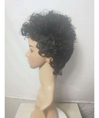 Wu- . Cabello Humano Natural Ondulado Corto Peluca Pequeña
