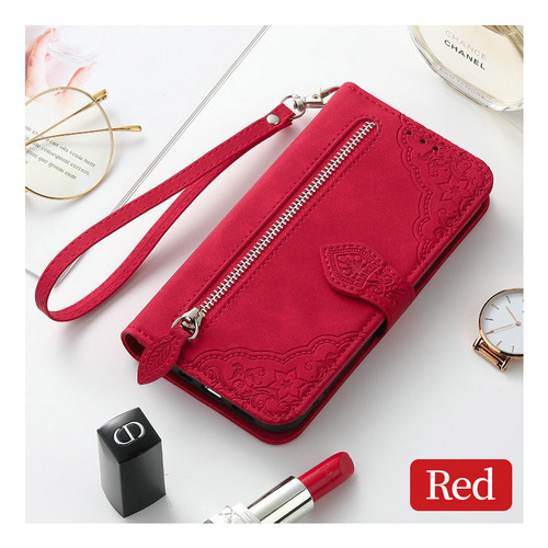 Funda Tipo Cartera De Piel Con Cremallera De Lujo Para Tarje