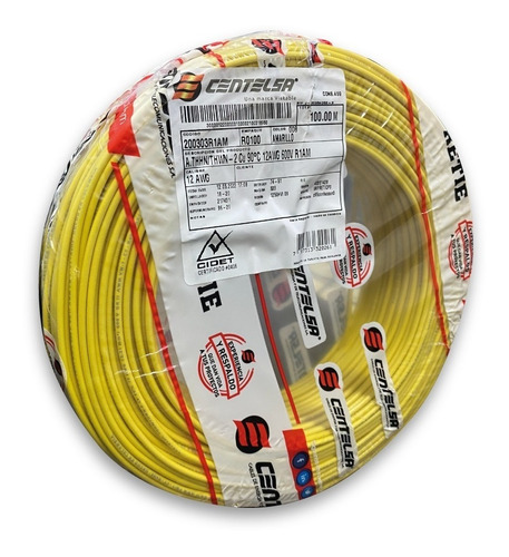 Alambre Calibre 12 Awg Centelsa Rollo X 100 Metros Original