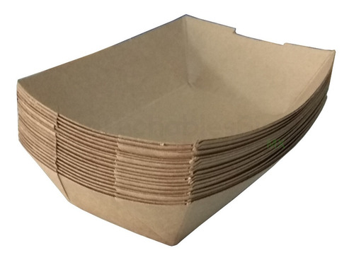 Imagen 2 de 7 de 200 Charolas Bandeja Comida 10.5x7 Cm Cartón Kraft Ecológica