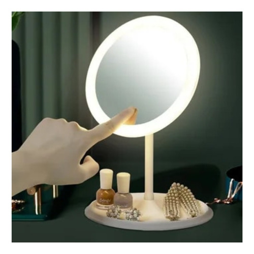 Espejo Maquillaje Redondo 3 Tonos Luz Led Táctil Gira 90°