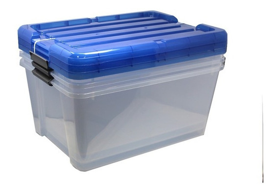 Contenedor extragrande de plástico para almacenamiento IRIS tapa hermética desmontable,1 unidad transparente 70 litros,59 cm x 39 cm x 38 cm 