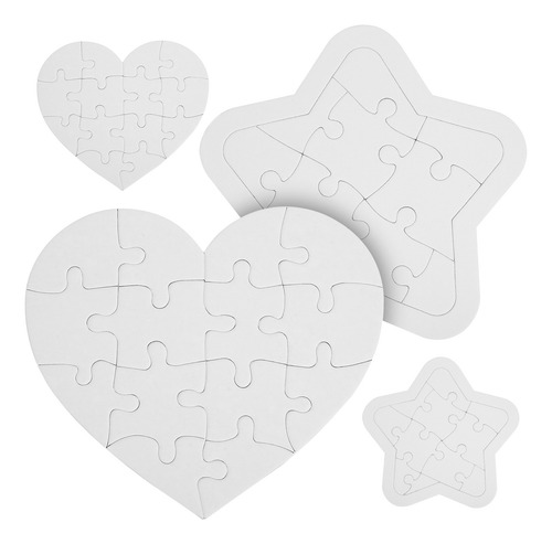 Rompecabezas Con Pegamento Para Colorear En Blanco, 4 Juegos