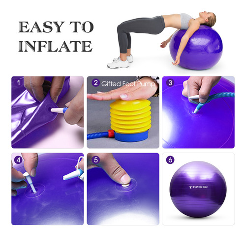 Pelota De Yoga Tomshoo, Pelota De Yoga Antiráfaga, Barra De