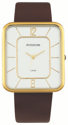 Reloj Prototype, Fondo Blanco Con Indicadores En Dorado.  