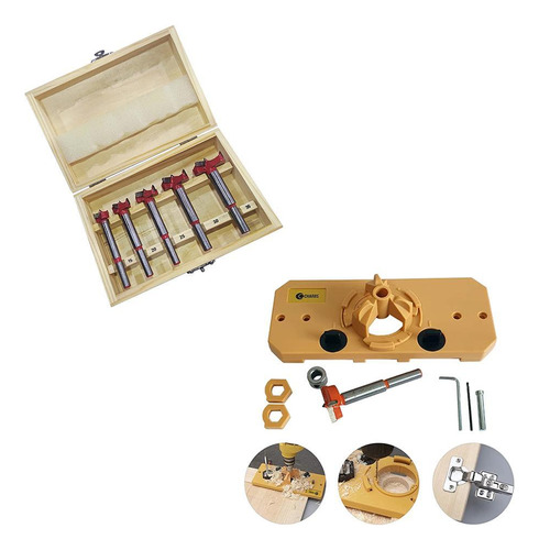 Kit Gabarito Khi-hinge + 11 Serras Copo + 5 Brocas Forstner