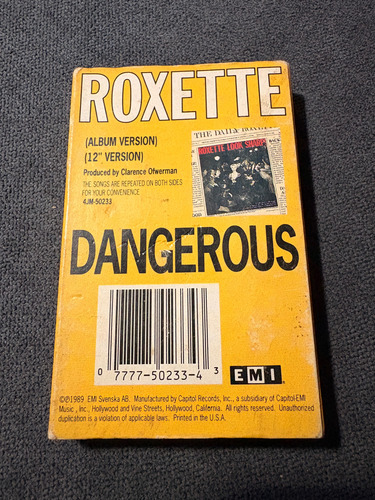 Roxette. Dangerous. Cassette. Made In Usa Amarillo