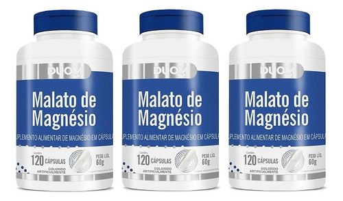 Kit 3 Suplemento Malato De Magnésio Com 120 Cápsulas - Duom