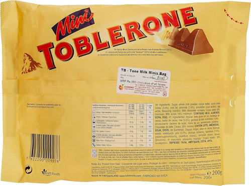 Chocolate Leche Tiny Toblerone 200 G