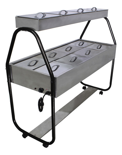 Carrinho Buffet Térmico Self Service Inox Cubas Cor 110v