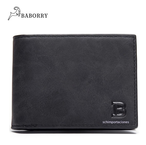 Imagen 1 de 5 de Billetera Baborry - Original - Cuero De Poliuretano - Negro