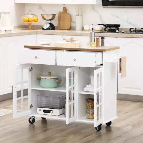 Homcom Isla De Cocina Con Almacenamiento Carrito De Cocina