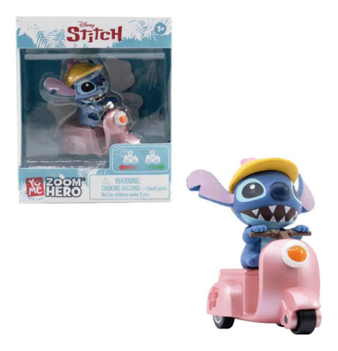 Boneco Stitch Scooter Rosa Carrinho Fricção Dia Das Crianças