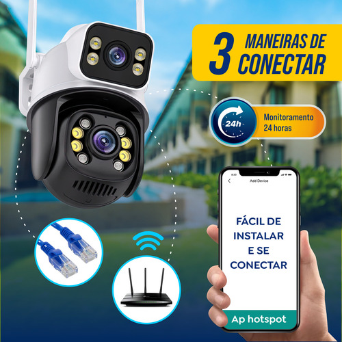Kit 2 Câmera Segurança Ip A28 App Jortan Prova D'agua Branco/preto