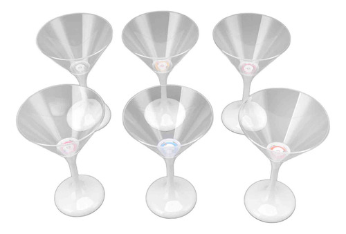 Vasos De Martini Led Up, 6 Unidades, Con Destellos Led