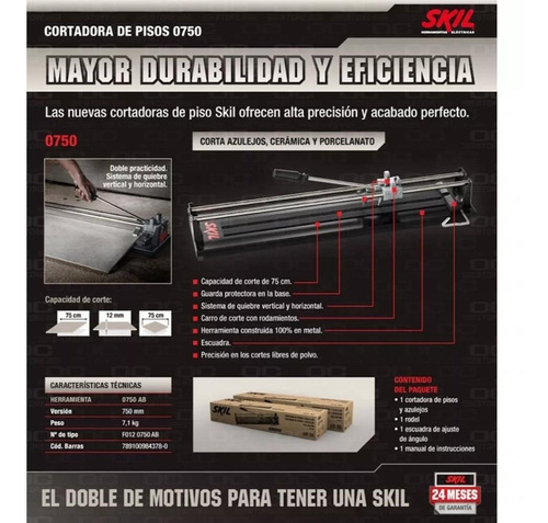 Cortadora De Cerámica Porcelanato Skil 75 Cm Con Escuadra