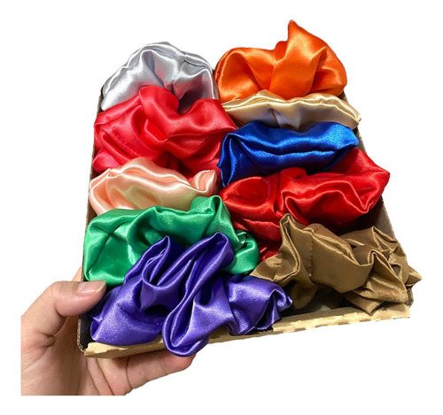 Scrunchies Basicas Mix Pack Promo Surtido Pack 9 Raso Standard X 6