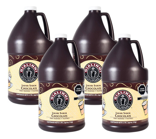 Salsa De Chocolate Obscuro Gialinni - 4 Garrafas 3.78 L C/u