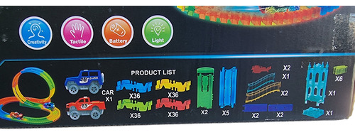 Pista Flexible Luminosa Variable Tracks Car 169pcs 390cm Color Multicolor