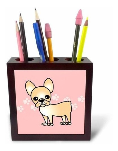 25323 1 Linda Crema French Bulldog Pink Con Huellas De Pat